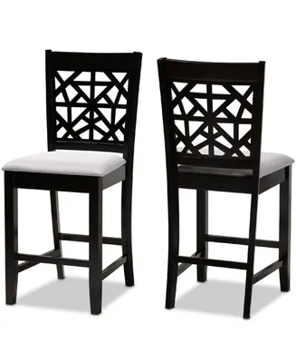Devon Modern and Contemporary Fabric Upholstered 2 Piece Counter Height Pub Chair Set