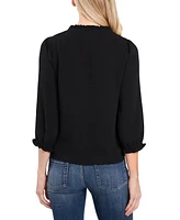 CeCe Women's Ruffled Button Front 3/4-Sleeve Blouse