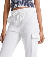 Tinseltown Juniors' High Waisted Pull On Utility Jogger Pants
