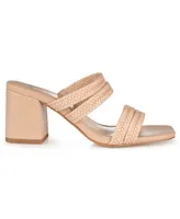 Journee Collection Women's Natia Woven Block Heel Sandals