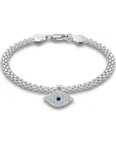 Giani Bernini Cubic Zirconia Evil Eye Charm Bismark Chain Bracelet, Created for Macy's