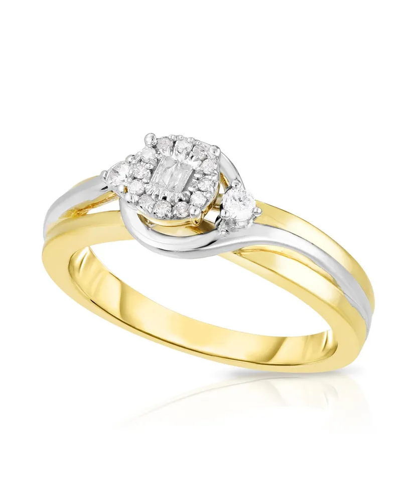 Diamond Two-Tone Promise Ring (1/6 ct. t.w.) Sterling Silver & 14k Yellow Gold-Plated -  Gold