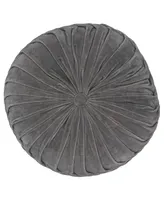 Button Tufted Round Velvet Decorative Pillow, 16"