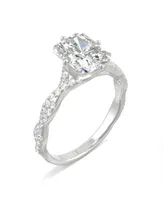 Moissanite Radiant Statement Ring 3-1/10 ct. t.w. Diamond Equivalent 14k White Gold