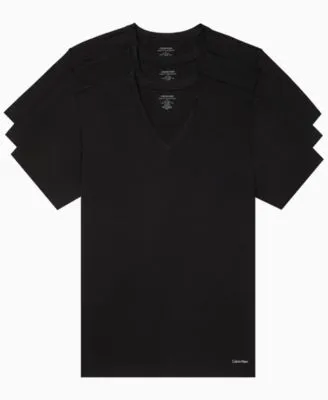 Calvin Klein Mens 3 Pack Cotton Classics Short Sleeve V Neck T Shirts