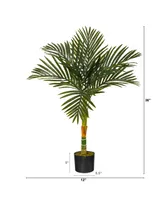 3' Single Stalk Gold-Tone Cane Artificial Palm Tree