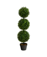 3' Boxwood Triple Ball Topiary Artificial Tree Indoor/Outdoor