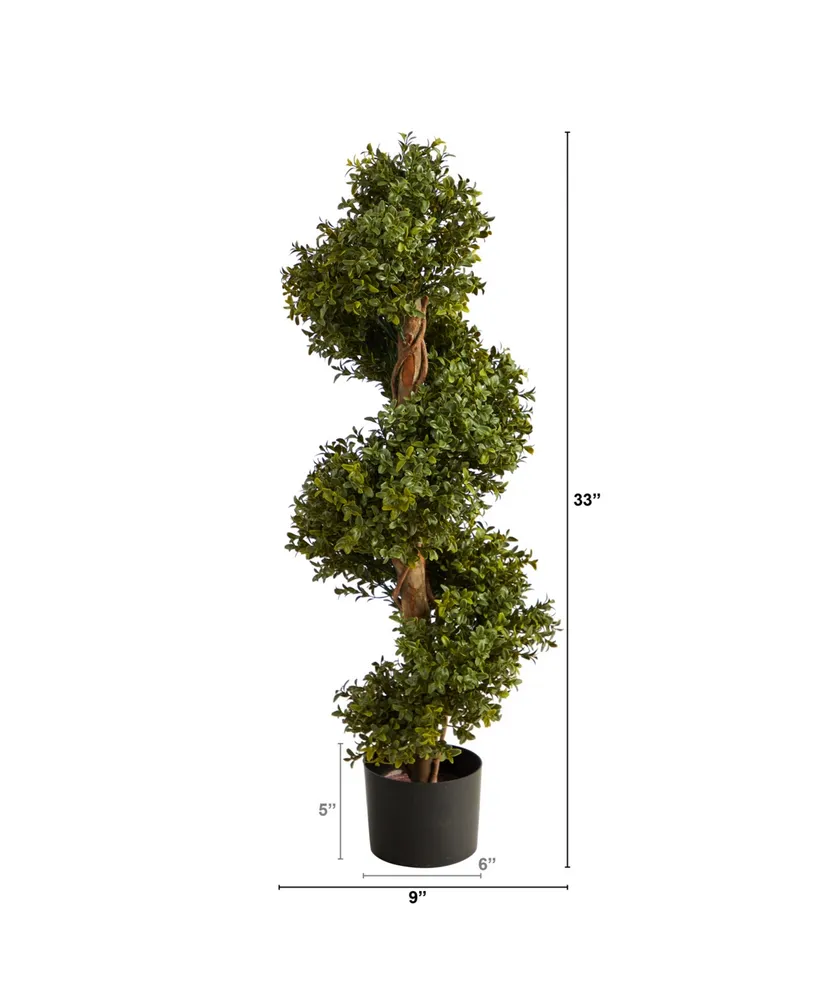 33" Boxwood Topiary Spiral Artificial Tree Indoor/Outdoor