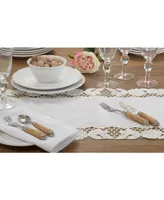 Saro Lifestyle Embroidered Table Runner with Floral Design, 68" x 16"