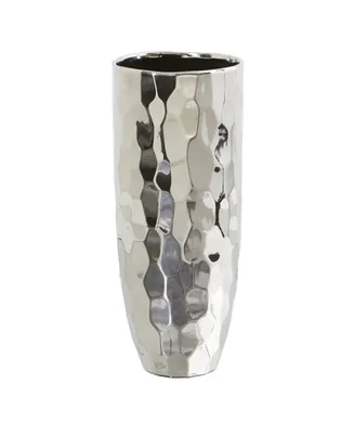 13" Designer Silver-Tone Cylinder Vase