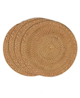 Saro Lifestyle Rattan Placemats with Woven Design, Set of 4, 15" x 15"