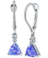 Tanzanite (1-3/4 ct. t.w.) & Diamond (1/20 ct. t.w.) Drop Earrings in 14k White Gold