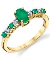 Emerald (5/8 ct. t.w.) & Diamond (1/20 ct. t.w.) Ring in 10k Gold