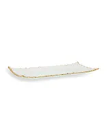 Classic Touch 14"L Glass Oblong Tray With Gold Edge