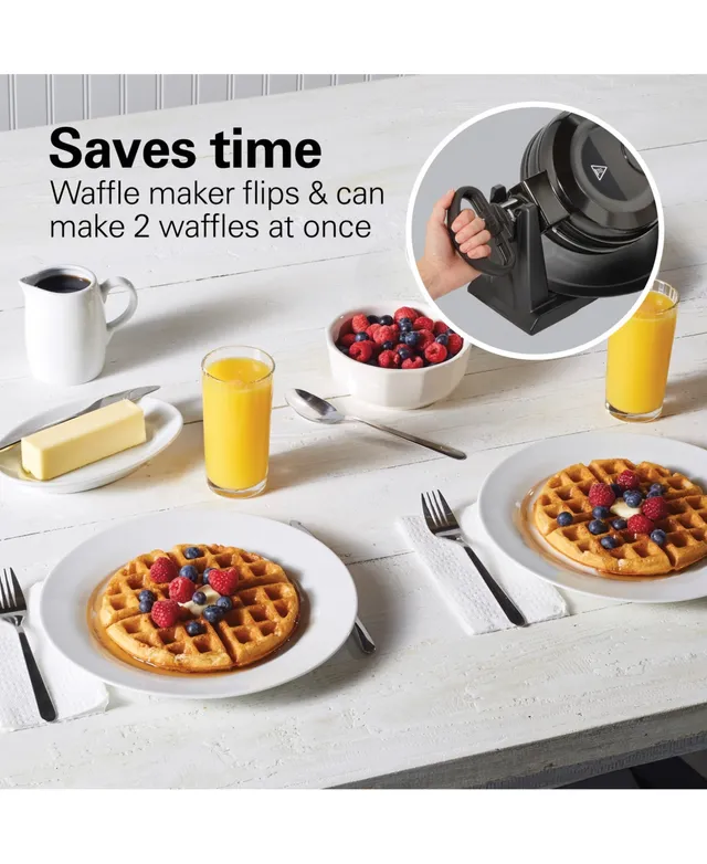 Hamilton Beach 1200 W 4-Waffle Black Belgian Style Waffle Maker