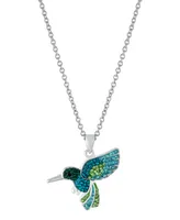 Crystal Hummingbird Pendant 16+2" Extender Chain In Silver Plated