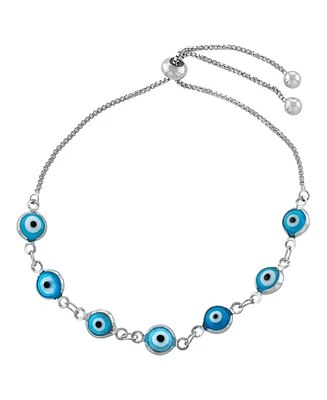 Women's Aqua Glass Guardian Eye Adjustable Bracelet