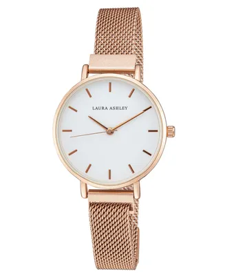 Laura Ashley Women's Rose Gold-Tone Alloy Sleek Magnet Bracelet Watch 33mm