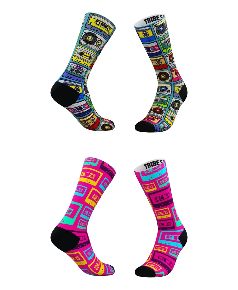 Men's and Women's Cassette Tape Socks, Set of 2