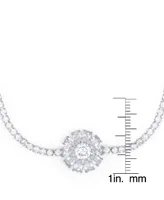 Cubic Zirconia SunFlower Adjustable Bolo Bracelet in Silver Plate