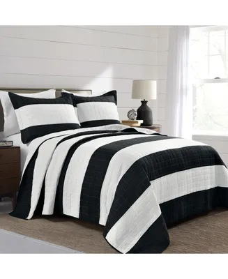 Lush Decor New Berlin Stripe 3 Piece Quilt Set, Full/Queen