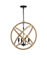 Soka 4-Light 20" Adjustable Globe, Rope Led Chandelier