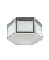 Moderno 15.75" Hexagon, Frosted Glass Led Flush Mount