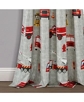 Lush Decor Kids Fire Truck Window Curtain Panels Set, 84" x 52"
