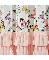 Lush Decor Kids Flutter Butterfly Ruffled Curtain Set, 52" x 63"