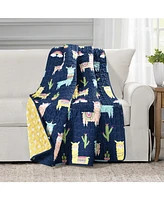 Lush Decor Southwest Llama Cactus Throw for Kids, 60" x 50"