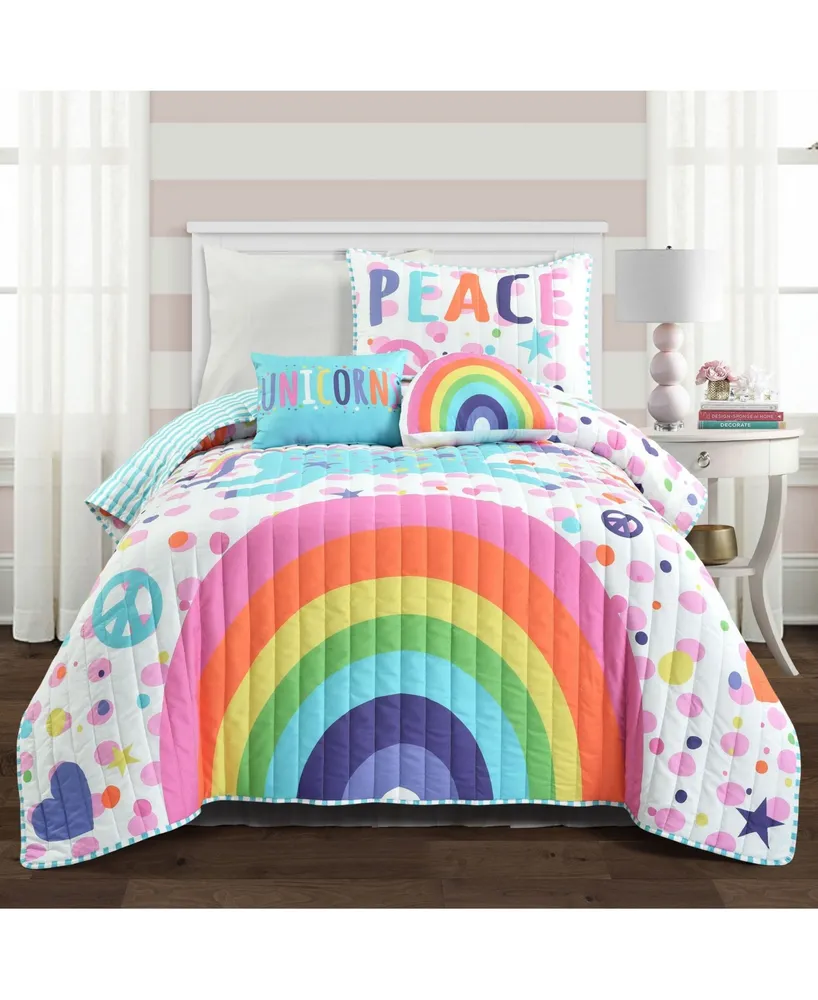 Lush Decor Unicorn Rainbow Piece Quilt Set for Kids