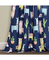 Lush Decor Kids Southwest Llama Cactus Window Curtain Panels Set, 84" x 52"