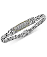 Effy Diamond Cluster Woven Link Bracelet (1/3 ct. t.w.) in Sterling Silver & 18k Gold