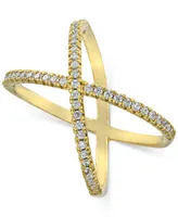 Giani Bernini Cubic Zirconia Crisscross Statement Ring Gold-Plated Sterling Silver, Created for Macy's