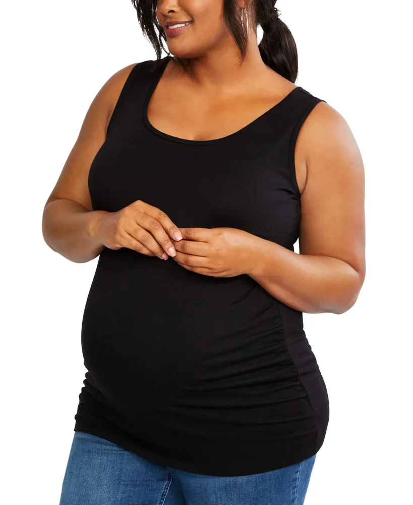 Maternity First-Layer Rib-Knit Side-Shirred Tank Top