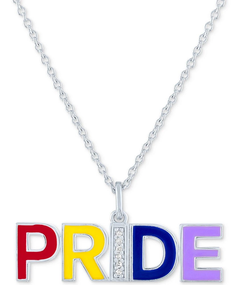 Diamond Accent Pride Pendant Necklace in Sterling Silver, 16" + 4" extender