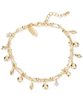 Style & Co Shaky Crystal & Bead Double-Chain Ankle Bracelet, Created for Macy's