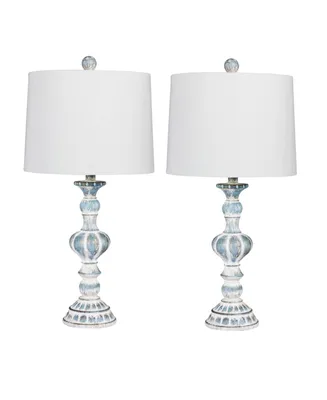 Fangio Lighting Distressed Sculpted Candlestick Resin Table Lamps, Set of 2