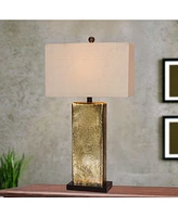 Fangio Lighting Hammertone Glass Pillar Table Lamp