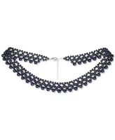 Cultured Freshwater Pearl (4-8mm) Multi-row Statement Necklace, 20" + 1" extender (Also Black Pearl)