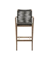 Brielle Outdoor Eucalyptus Wood and Rope Counter Bar Height Stool