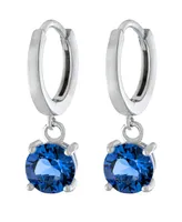 Fine Crystal 6mm Drop Hoop Earrings Sterling Silver