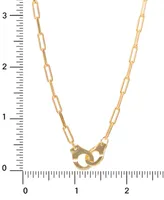 Giani Bernini Handcuff Paperclip Link Pendant Necklace in 18k Gold-Plated Sterling Silver, 16" + 2" extender, Created for Macy's