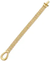 Black Spinel Horseshoe Clasp Panther Link Bracelet in 14k Gold-Plated Sterling Silver