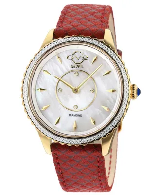 Gevril Women's Siena Swiss Quartz Red Italian Leather Strap Watch 38mm