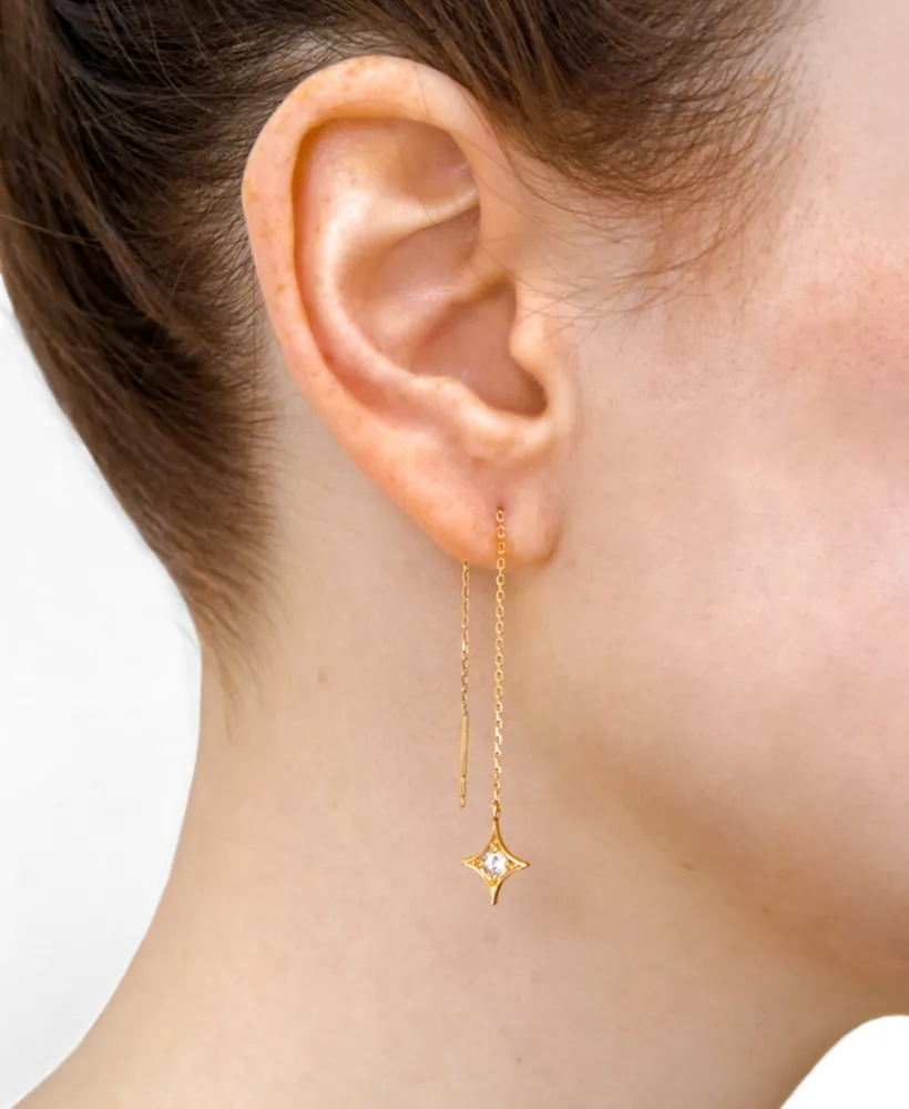 Jac + Jo by Anzie White Topaz (1/4 ct. t.w.) Threader Earrings in 14k Yellow Gold