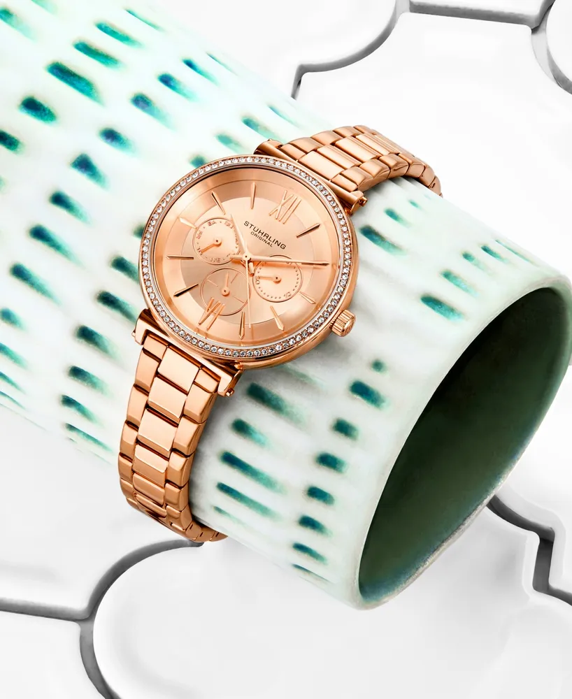 Women's Rose Gold-Tone Link Bracelet Multi-Function Watch 40mm
