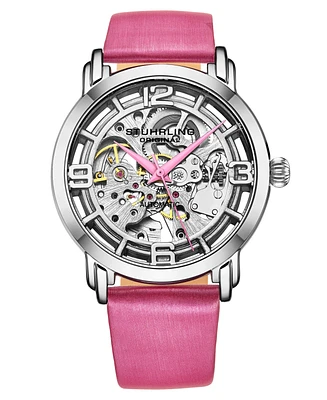 Women's Automatic Pink Genuine Leather Strap Watch 40mm