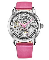 Women's Automatic Pink Genuine Leather Strap Watch 40mm