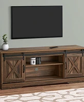 Tv Stand with 2 Barn-Style Sliding Doors